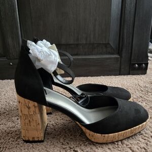 NWOT Elegant Black Suede Block Heels
